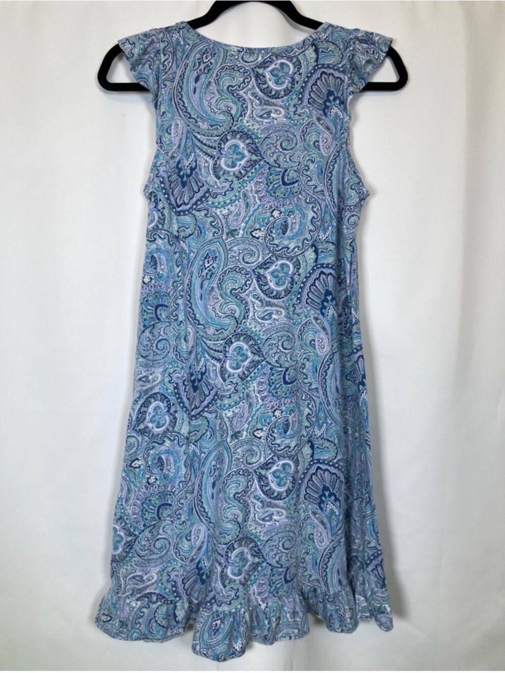 Lauren Ralph Lauren Blue Paisley Sleeveless Ruffle Nightgown Sz Sm - Picture 8 of 8